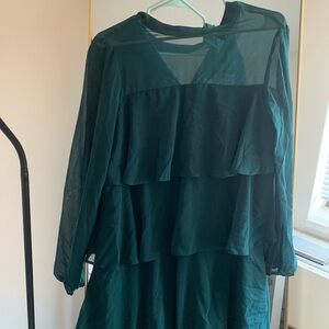 Zara Teal Long Sleeve Layered Dress